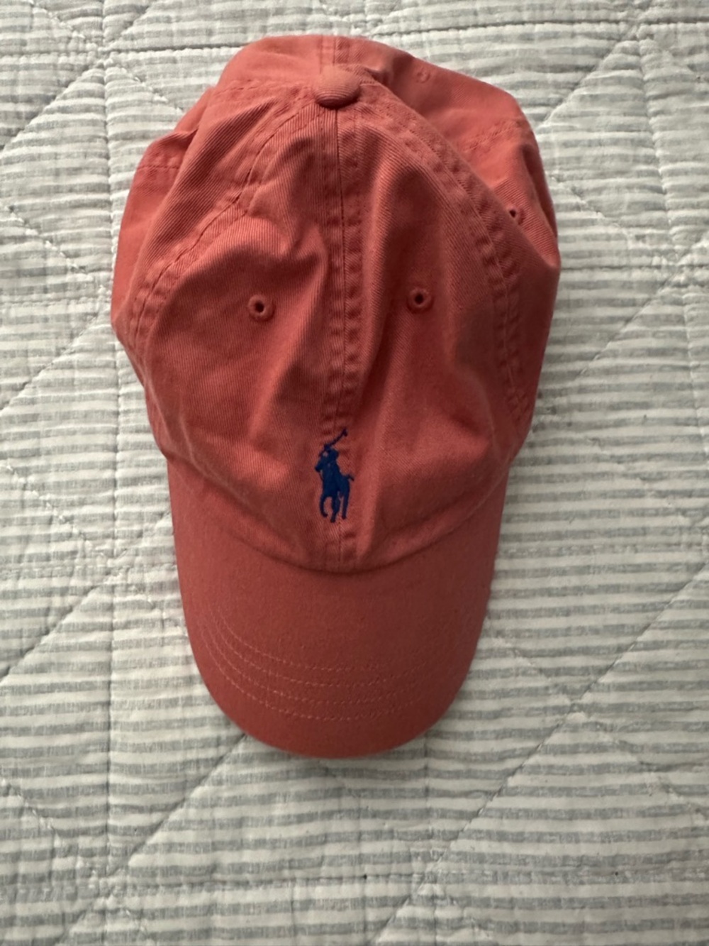 Ralph Lauren Coral Baseball Cap with Navy Pony